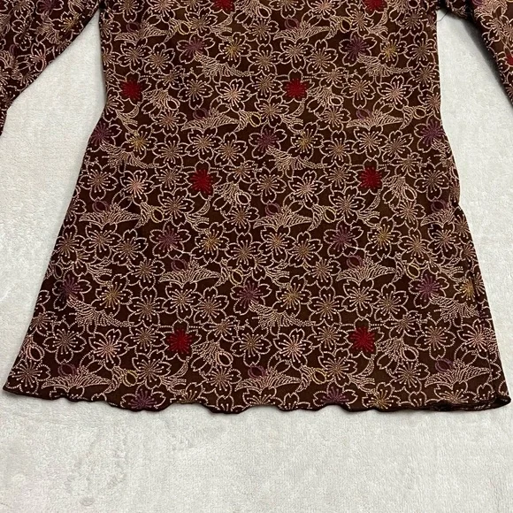 33. ZOEY 101 Vintage Y2K Bluenotes Brown Floral Babydoll Top Size XS - Picture 4 of 5